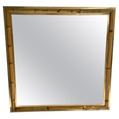 Brass and Bamboo Wall Mirror by Vivai Del Sud. Italy, 1970s