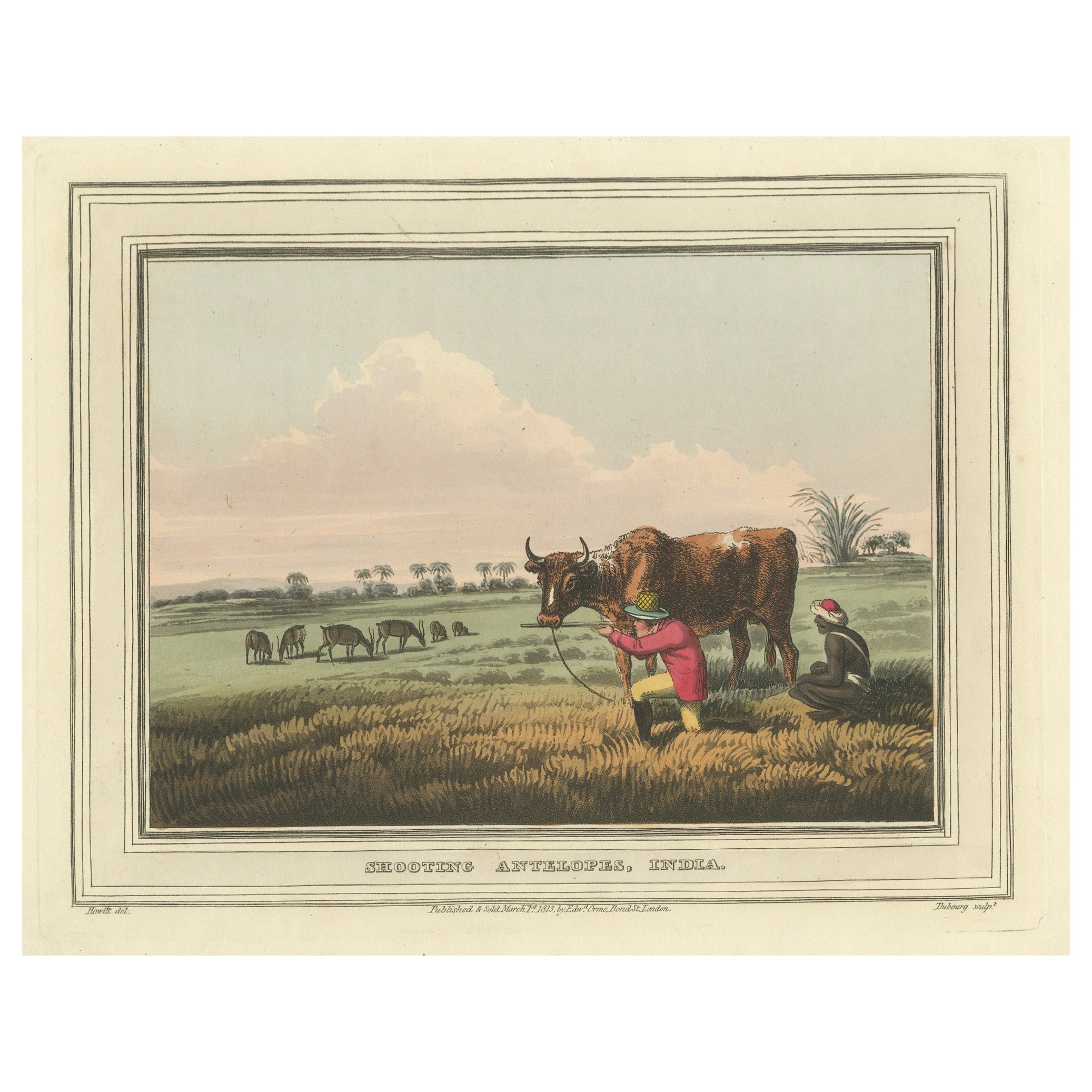 Foreign Field Sports: Shooting Antelopes in India, Aquatint, 1813