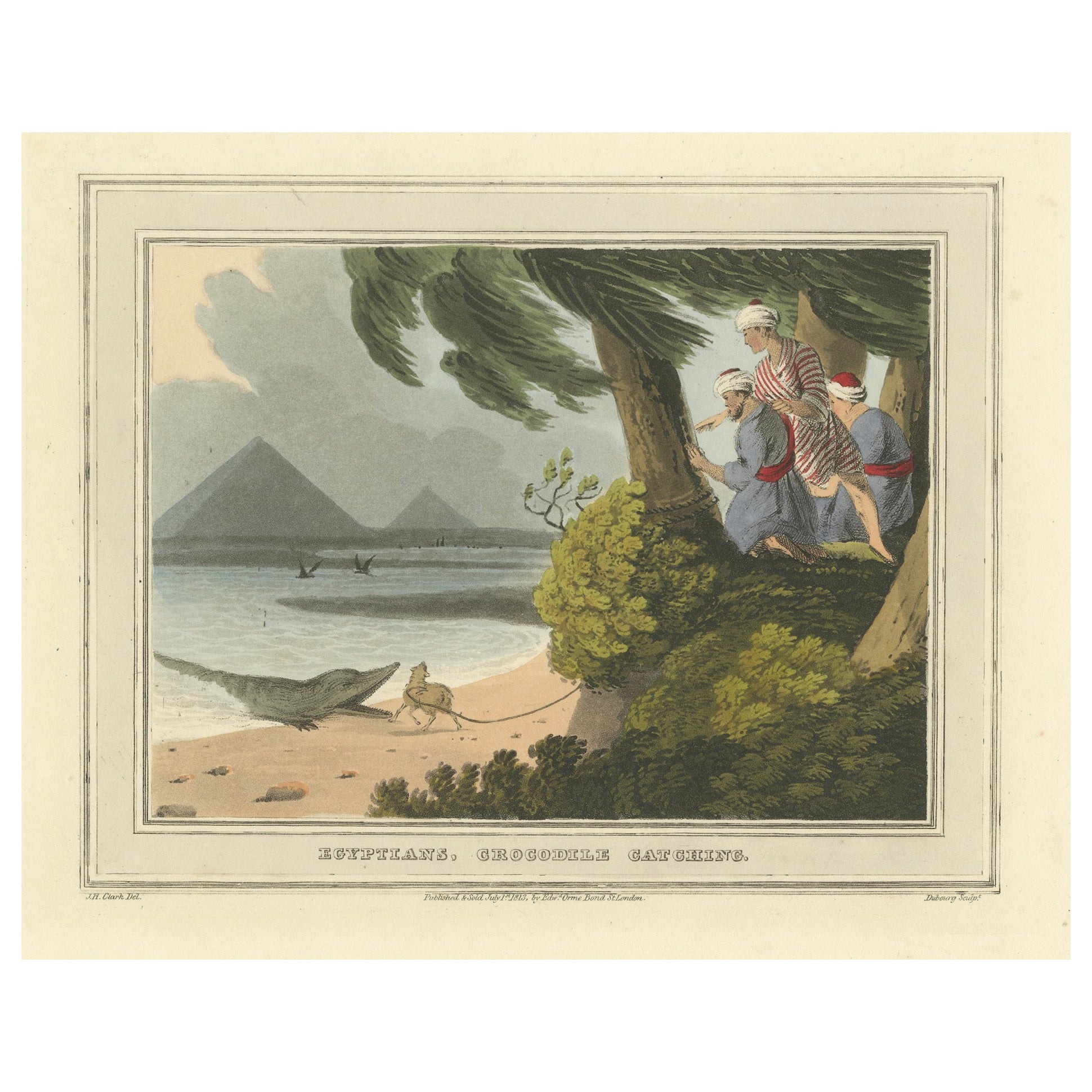 Foreign Field Sports: Egyptians, Crocodile Catching by Dubourg & Howitt, 1813 For Sale
