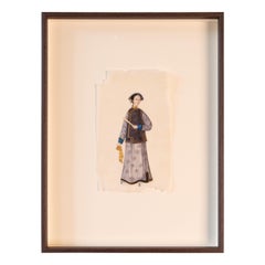Antique 19th century Chinese portrait on rice paper