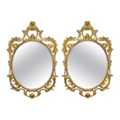 Pair frühen 19. Jahrhundert geschnitzt Giltwood Pier Glasspiegel.