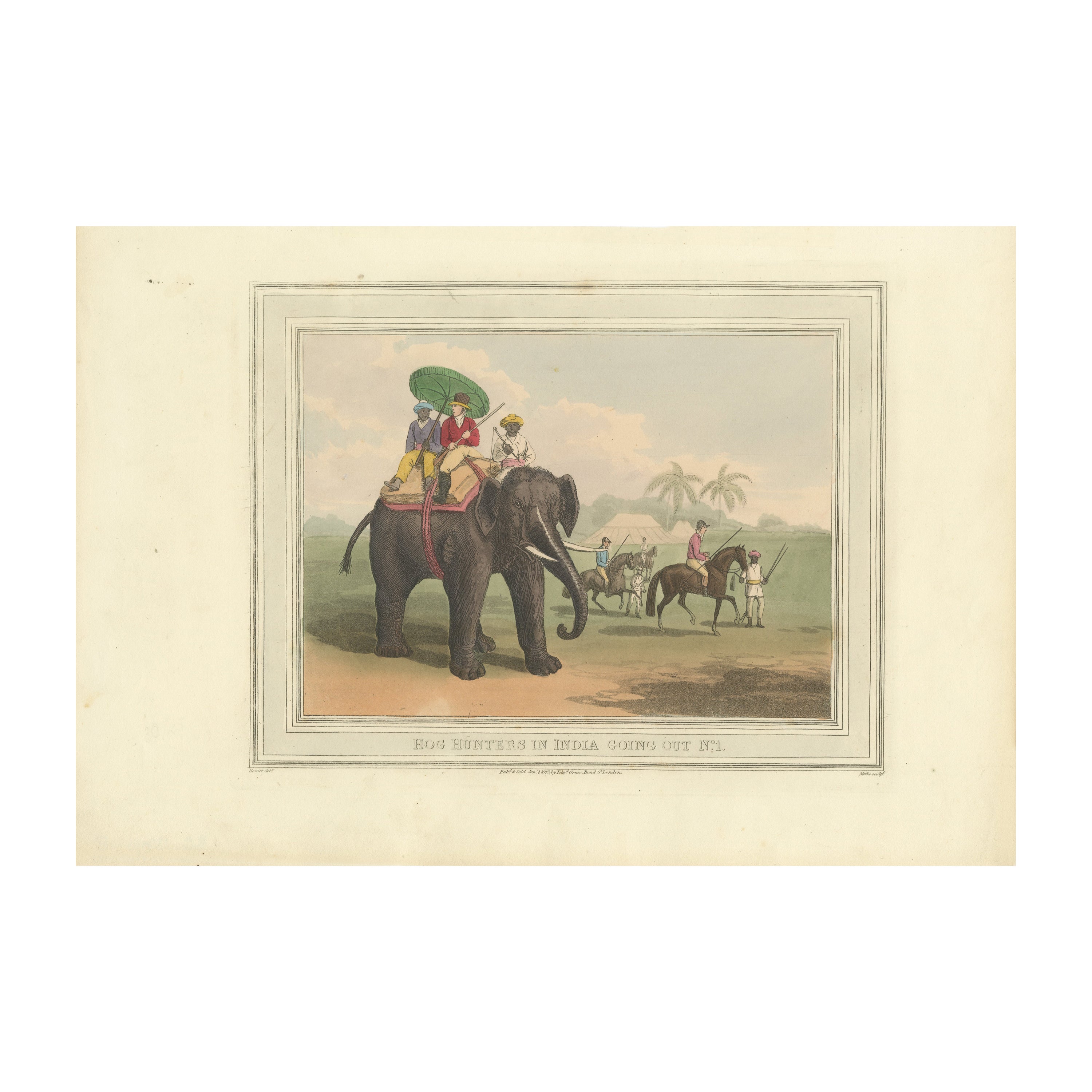 Foreign Field Sports: Hog Hunting In India Aquatint by Dubourg & Howitt, 1813