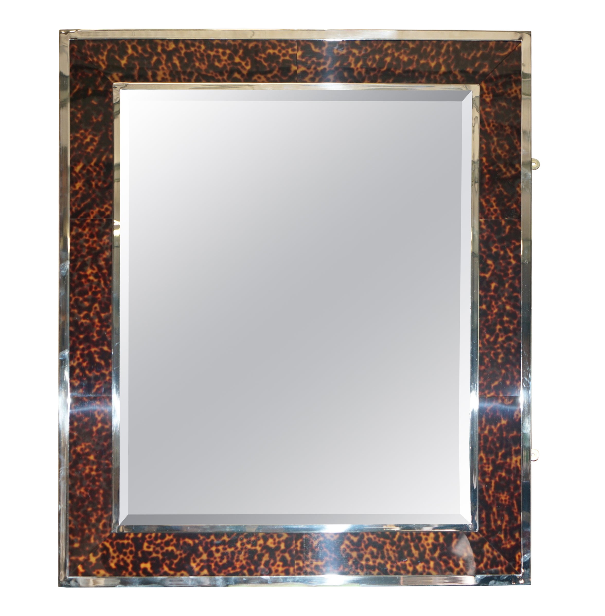 EXQUISiTE RALPH LAUREN CITY MODERN CHROME TORTOISE SHELL FRAMED MIRROR