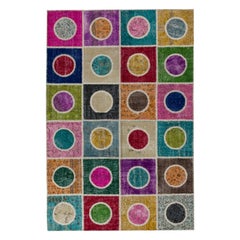 6.6x9.9 ft Colorful Vibrant Handmade Patchwork Rug, Custom Options Available