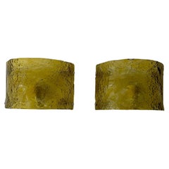 Mid Century Italian Murano Glass Mazzega Huge Yellow Sconces Midcentury Modern