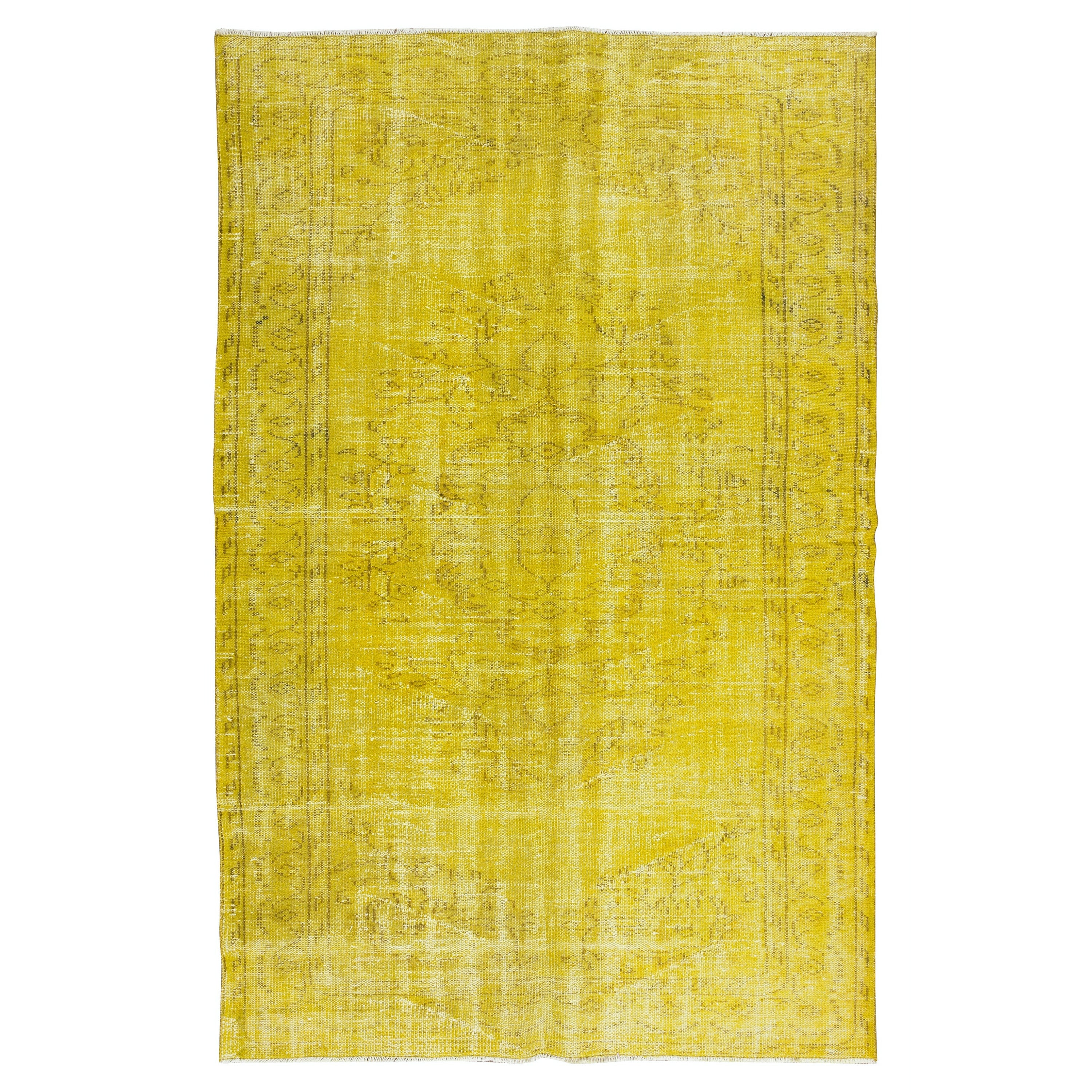 5.6x9.5 Ft Yellow Area Rug for Modern Home and Office, Handmade Turkish Carpet