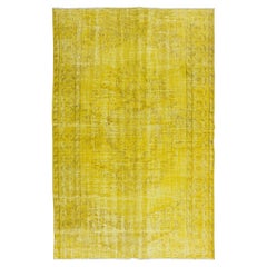 5.6x9.5 Ft Yellow Area Rug for Modern Home and Office, Handmade Turkish Carpet (tapis turc fait à la main)