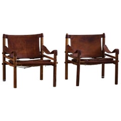 Arne Norell, Pair of Sirocco Lounge Chairs, Leather & Rosewood, AB Aneby, 1960s
