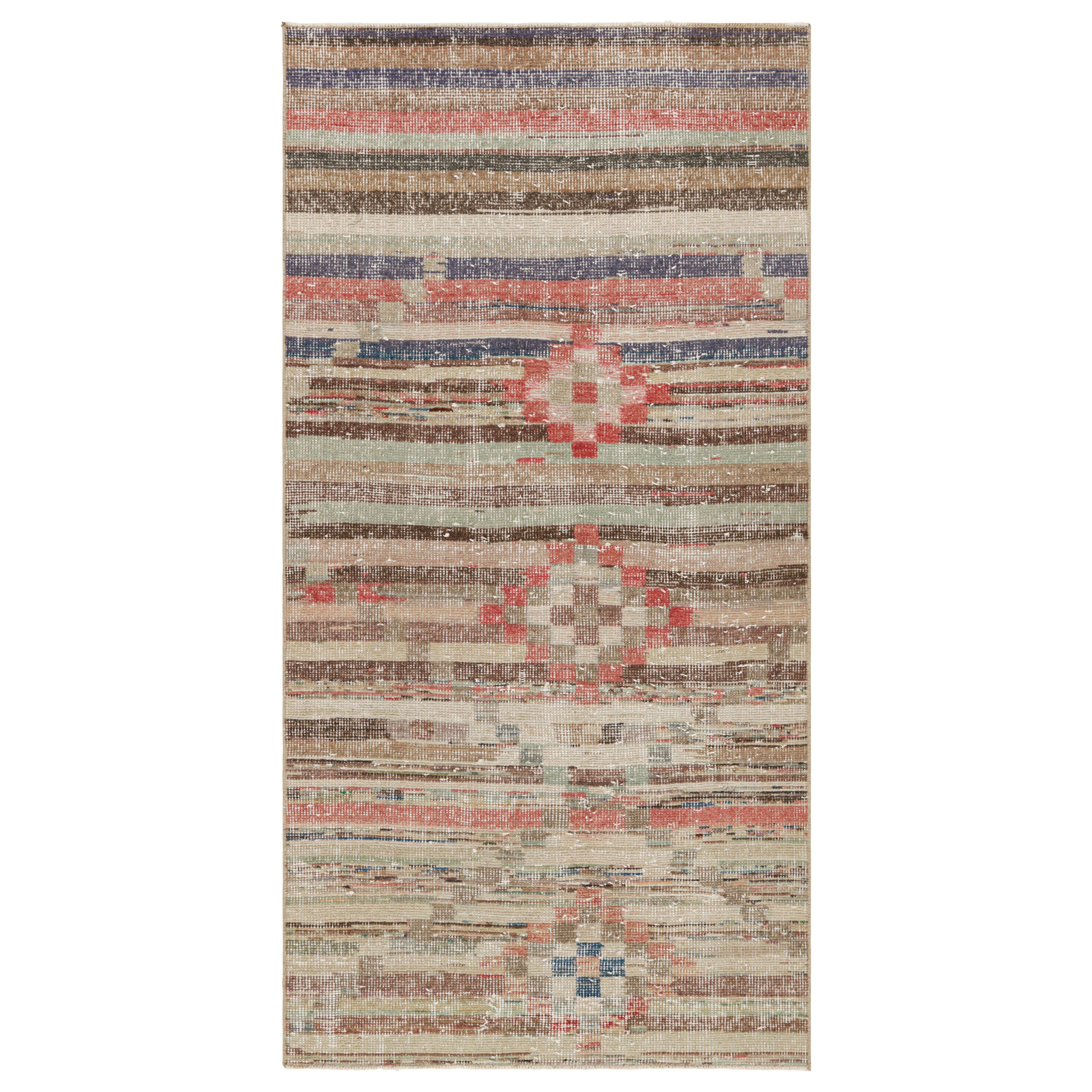 Vintage Zeki Müren Runner in Polychromatic Geometric Stripes, from Rug & Kilim