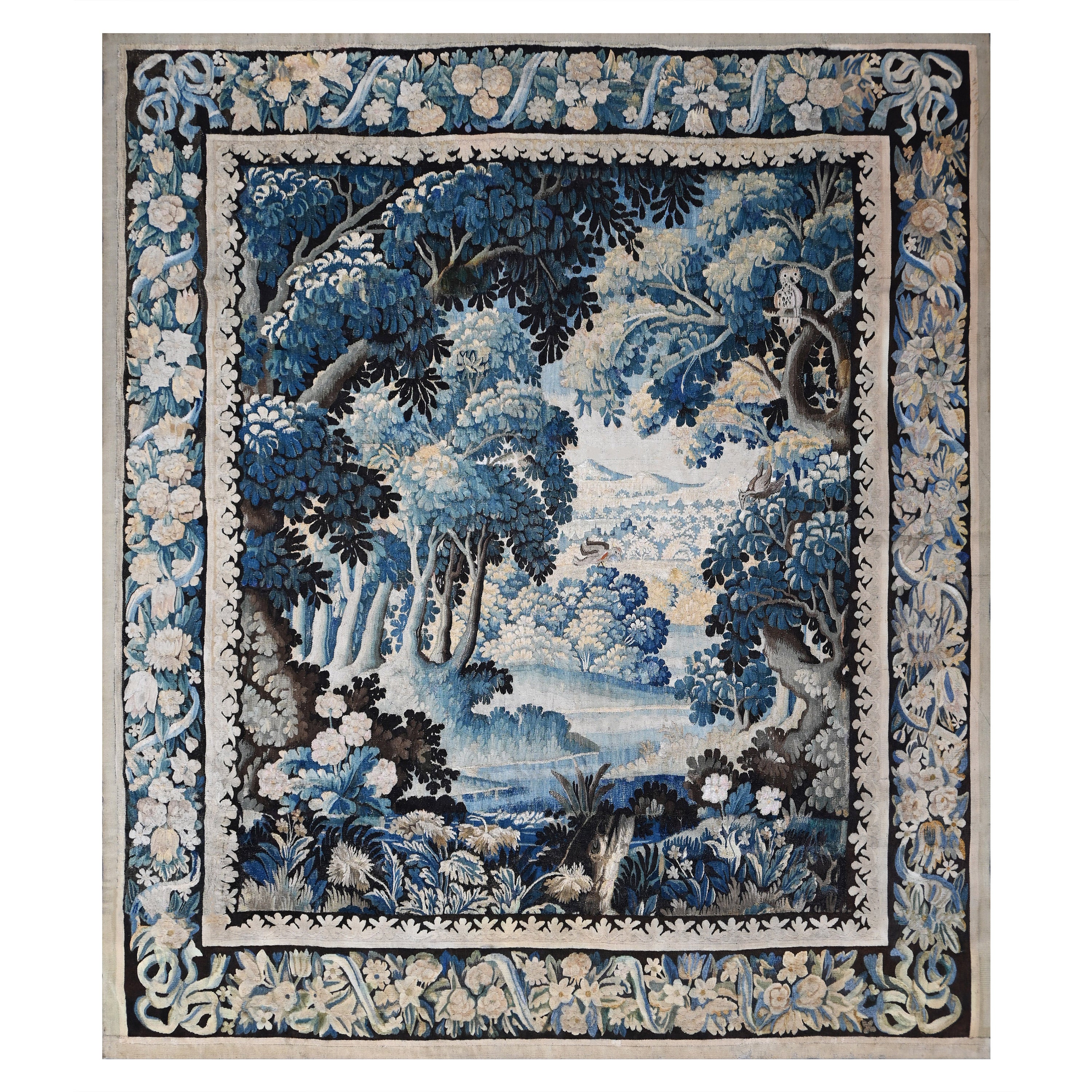 Flemish Tapestry 17th Century - Greenery With Owl - H2m70xl2m25 - N° 1430