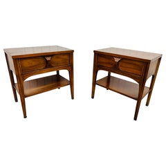 Mid-Century Modern Kent Coffey Perspecta Walnut Nightstands - Set of 2