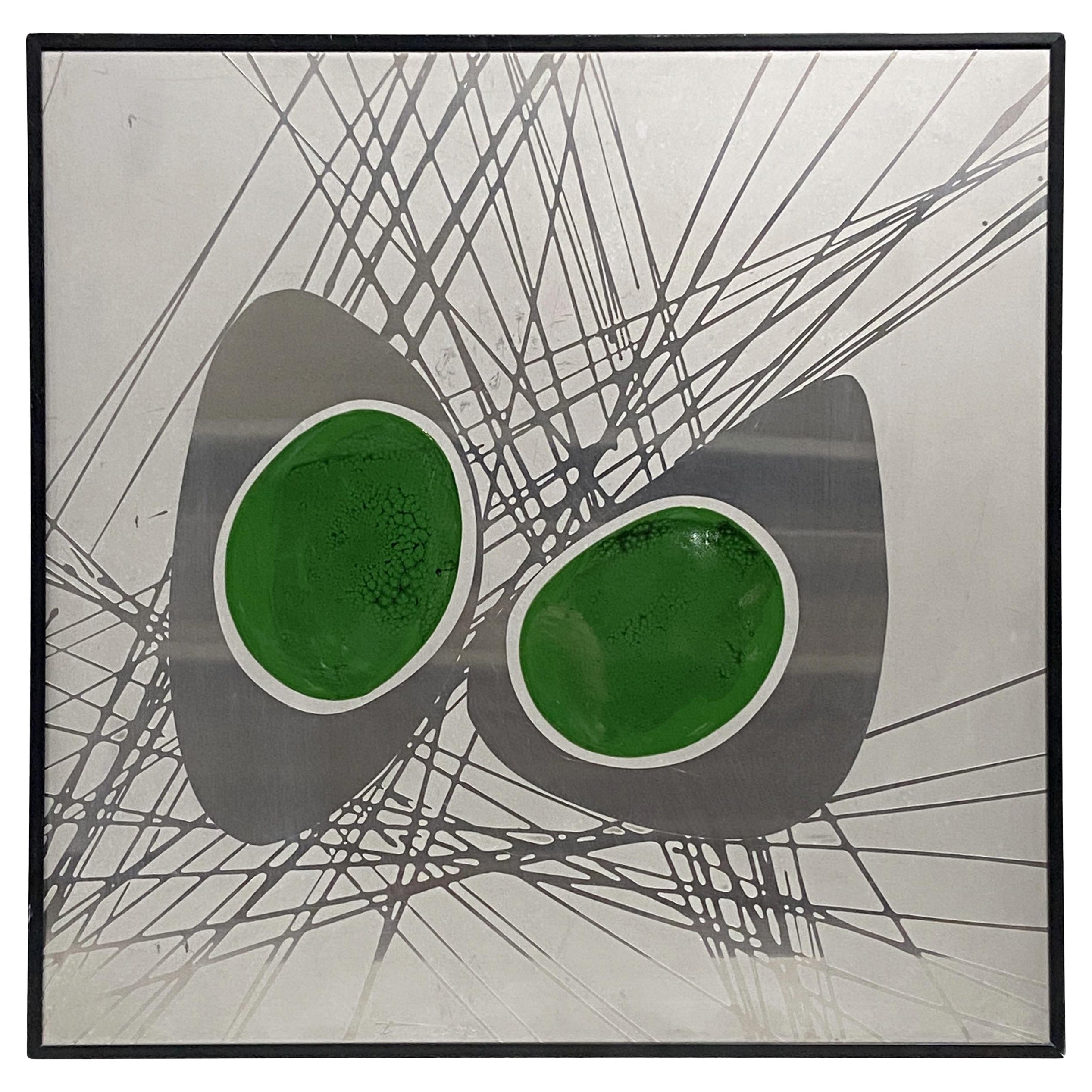 Esmalte abstracto grabado en metal por Manfred Jung Años 70 en venta
