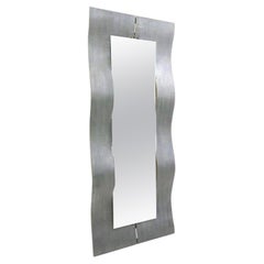 Lorenzo Burchiellaro Etched Aluminum "Wave" Full Length Mirror, 1970