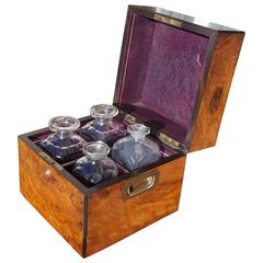 English Burl Walnut Decanter Box, Circa 1820
