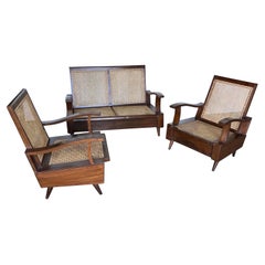 Conjunto de sillones y sofá de teca de mediados de siglo