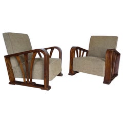 Fantastic Pair of British Colonial Deco Period Club Chairs