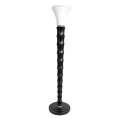 Lámpara de pie Torchère de cristal de Murano y madera de bambú sintética, Italia