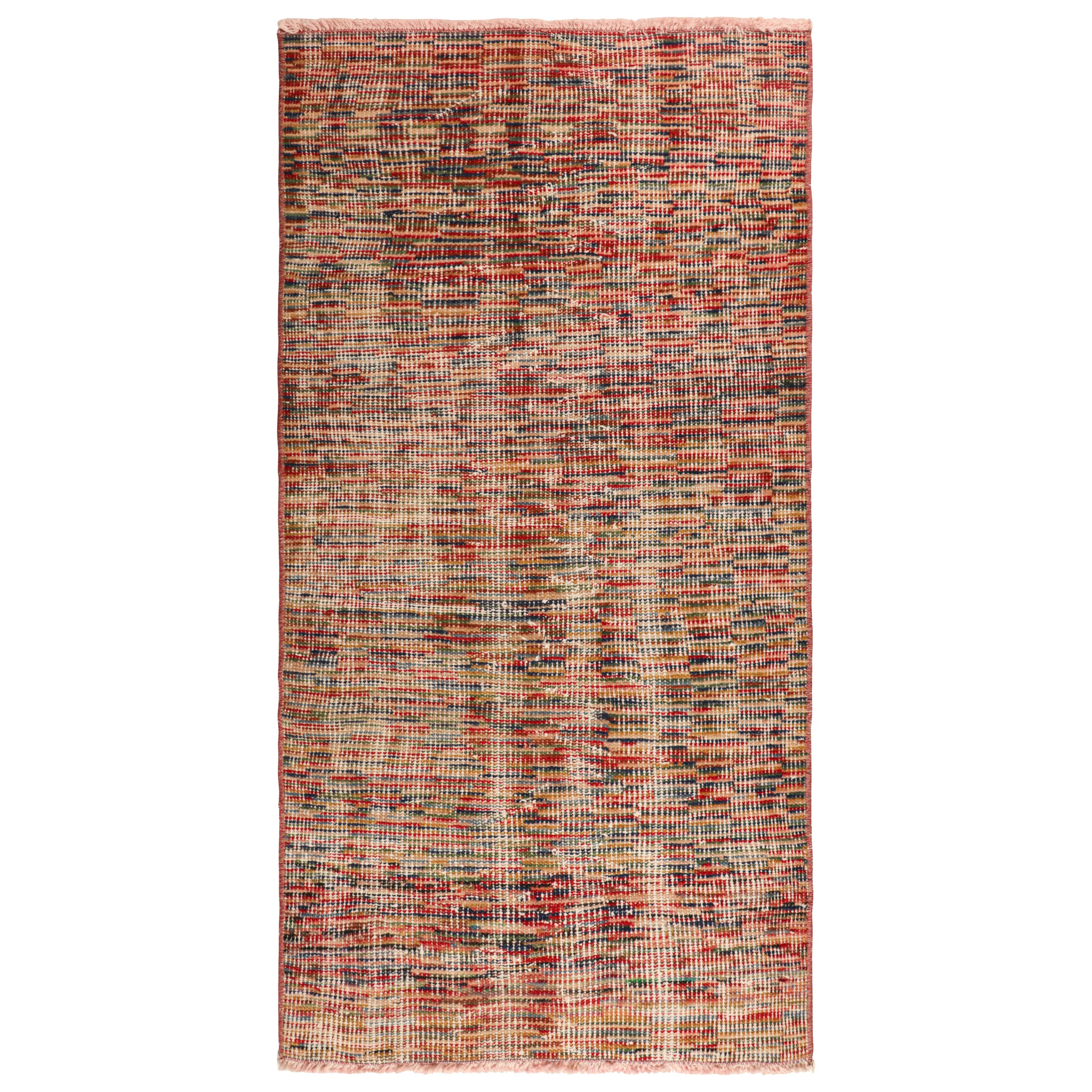 Vintage Zeki Müren Rug with Polychromatic Geometric Stripes, from Rug & Kilim