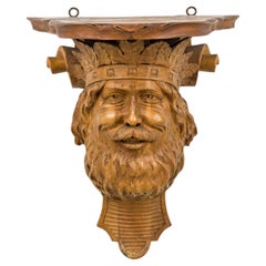 English Renaissance Carved Man Shelf