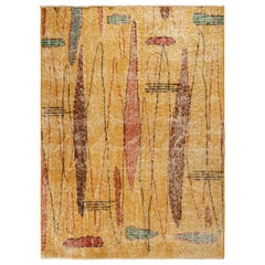 Runner vintage Zeki Múren Deco in oro, con motivi colorati da Rug & Kilim