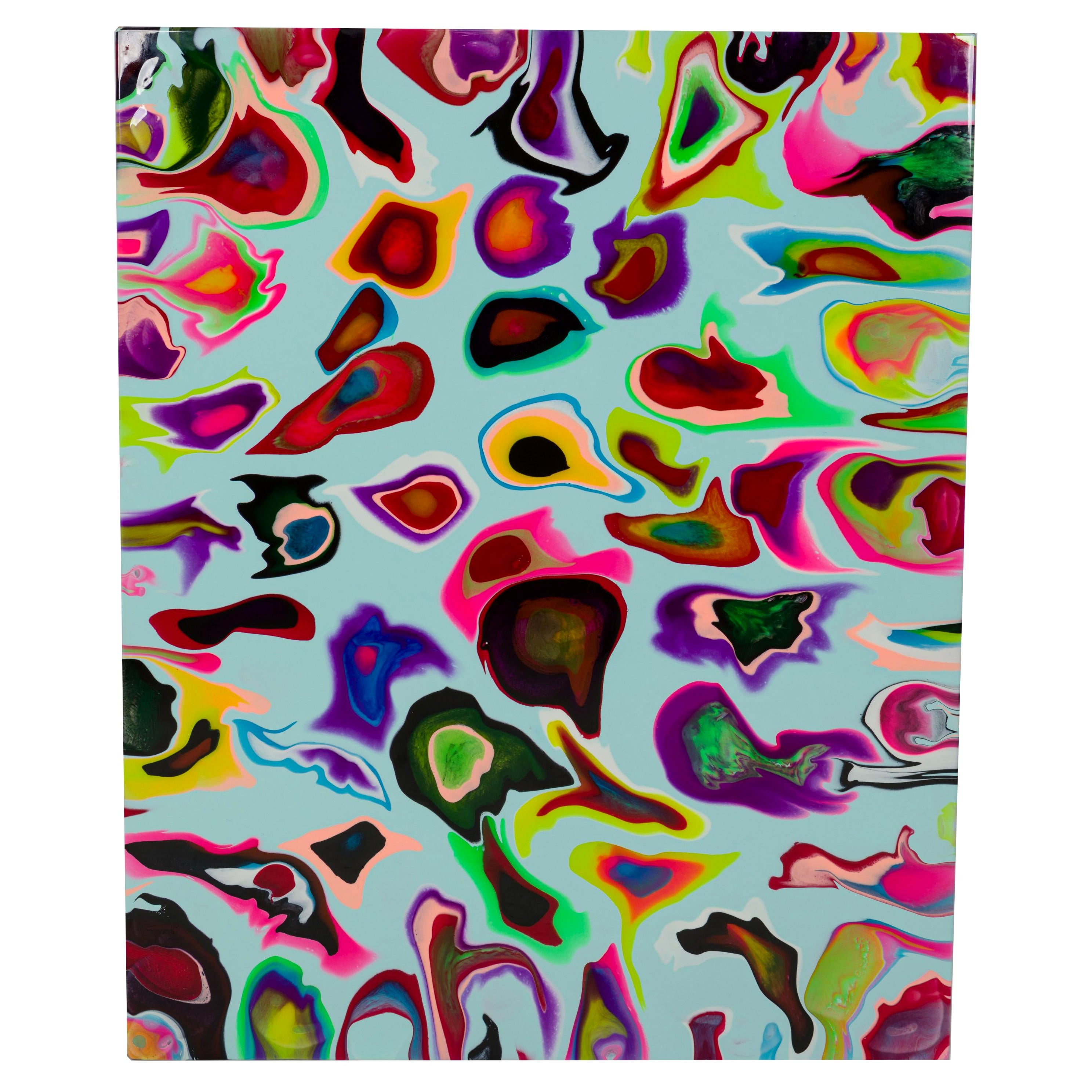 Ray Geary Abstracto contemporáneo de resina vertida titulado "Cara espacial" en venta