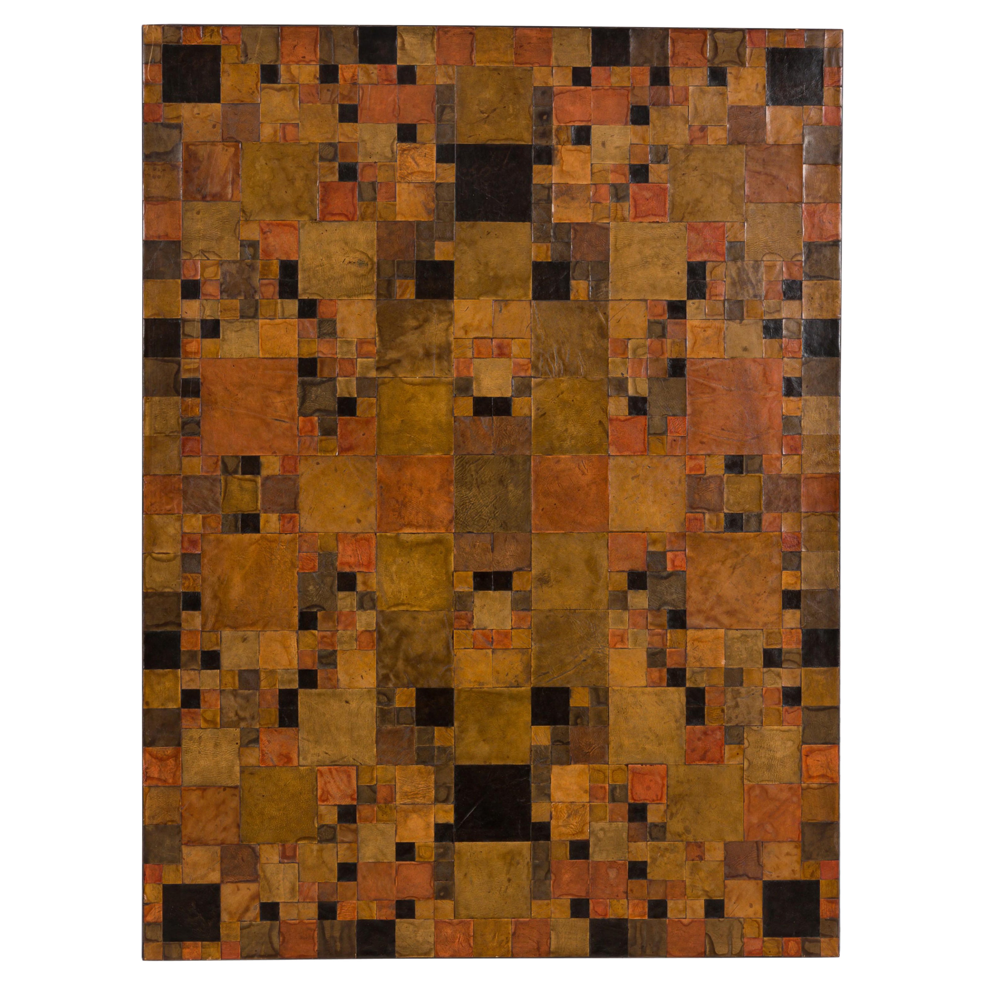 Arte murale astratta contemporanea in pelle Patchwork su tela in vendita