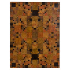 Arte mural abstracto contemporáneo sobre lienzo en piel de patchwork
