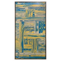 Vintage Ricardo Rumi American Contemporary Framed Abstract Oil Painting, titled: "Blue-Y