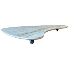 Modern Low Profile Travertine Coffee Table