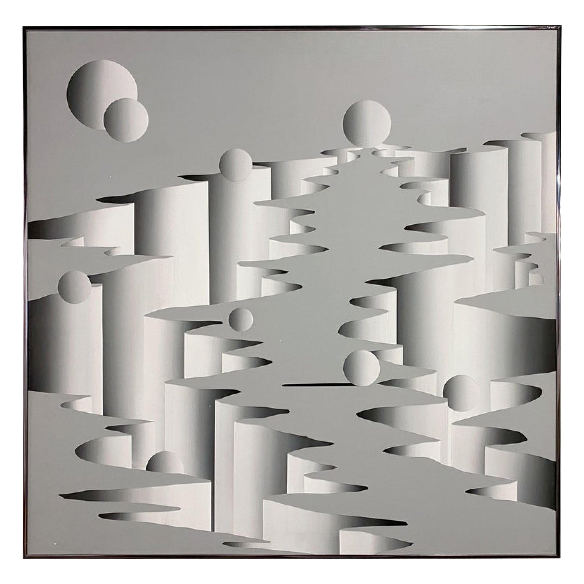 Mario Grimaldi Peinture abstraite contemporaine surréaliste à l'huile sur toile