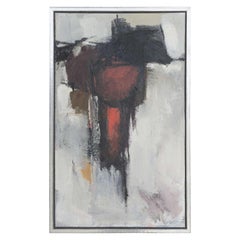 Pintura al óleo abstracta contemporánea americana enmarcada en negro y rojo