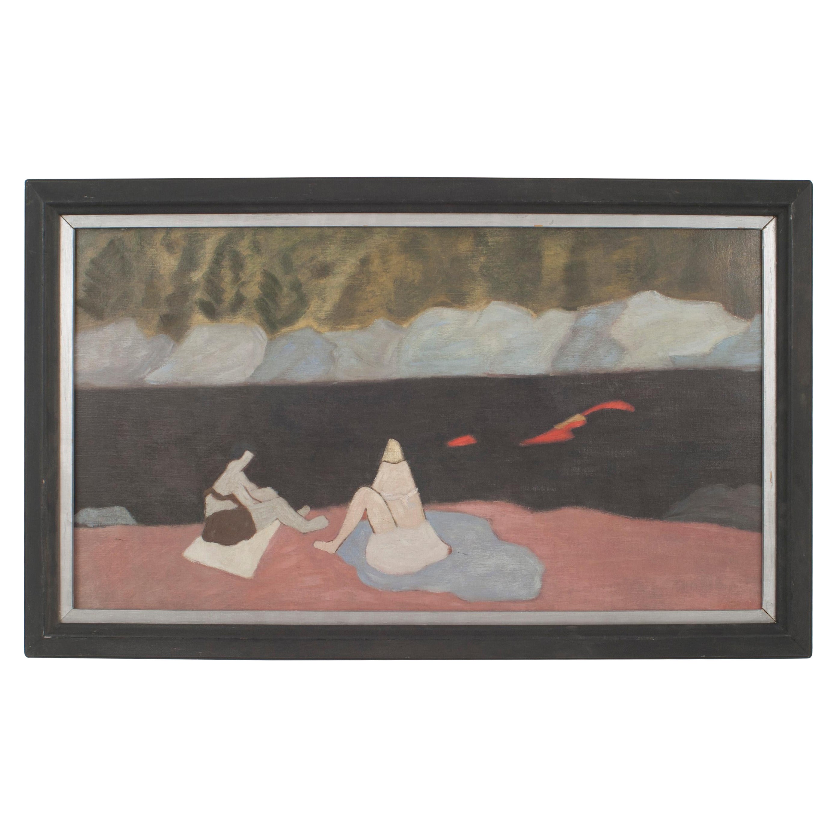 Copia di un quadro di Milton Avery raffigurante due donne che fanno il bagno