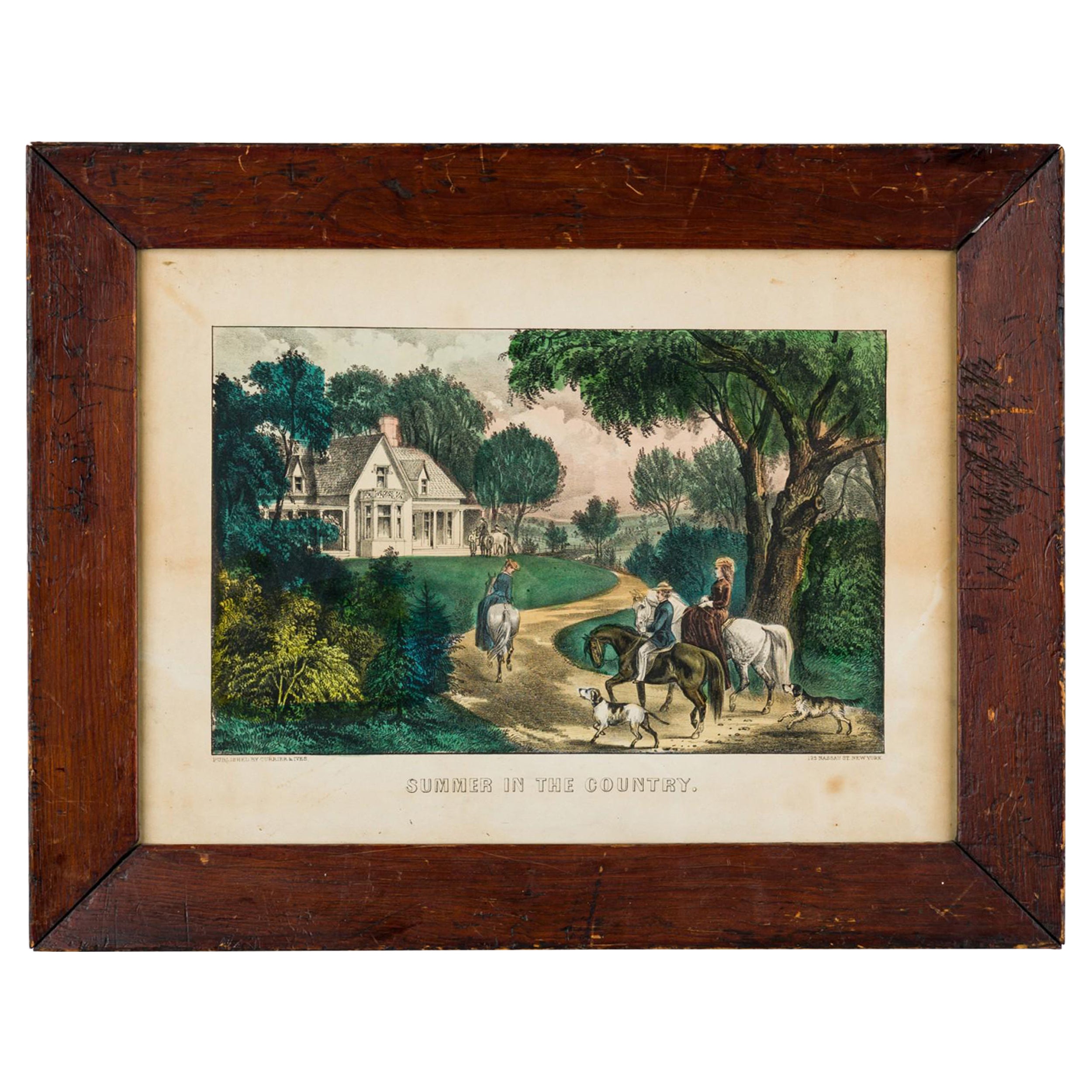 Lithographie de Currier & Ives représentant un été à la campagne