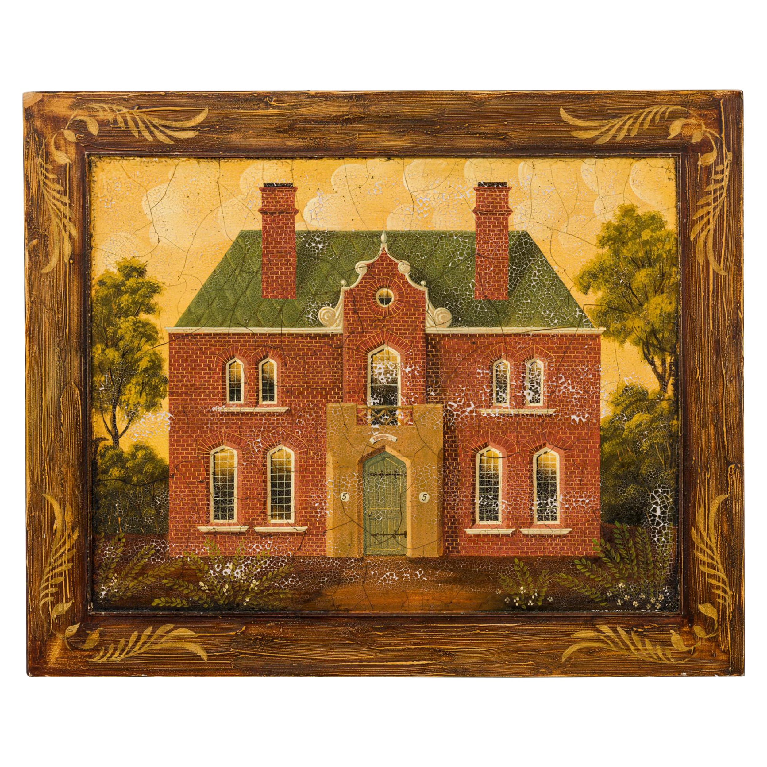 Pintura acrílica de una casa de campo inglesa