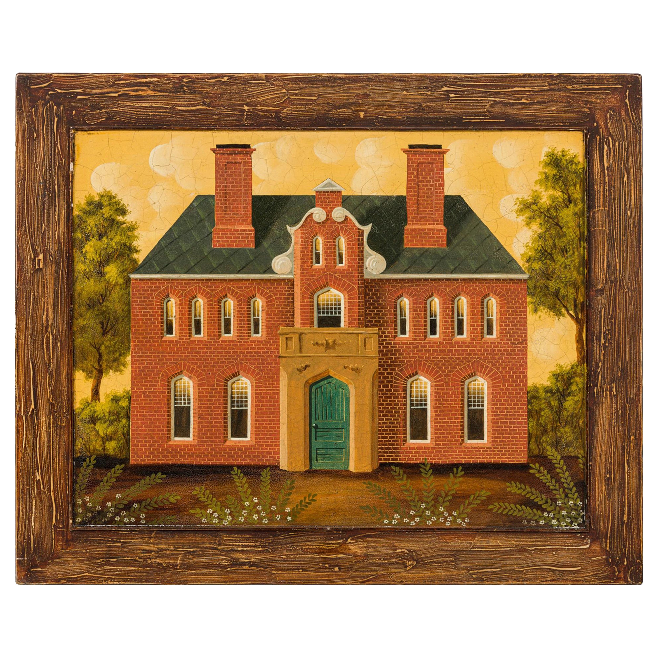 Pintura acrílica de una casa de campo inglesa