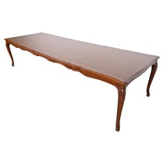 Baker Furniture French Provincial Walnut Dining Table With Inlaid Parquet Top