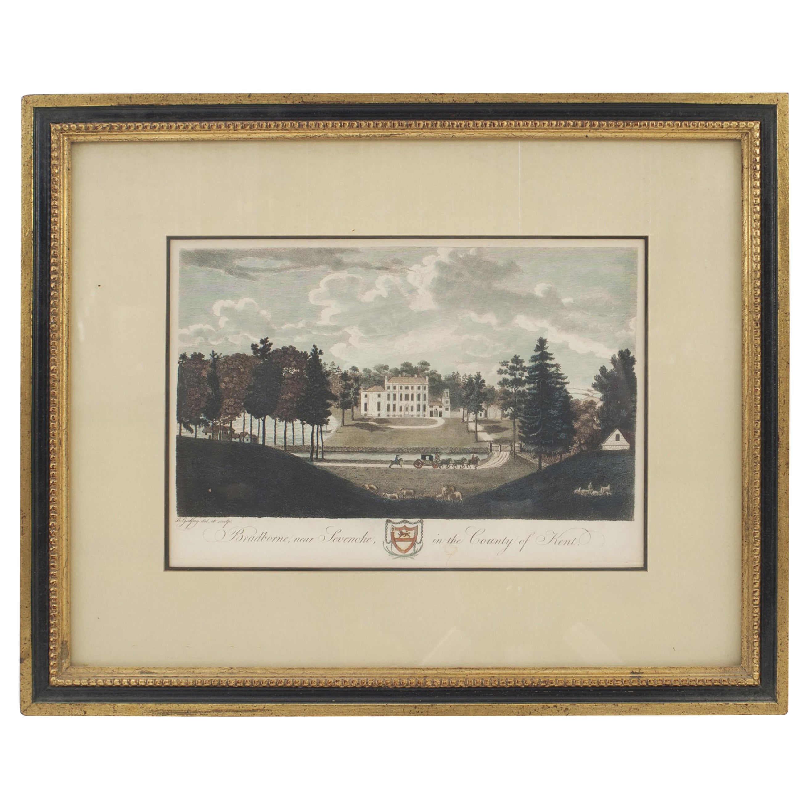 English Victorian Lithograph of English Estate