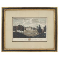 Litografía victoriana inglesa de una finca inglesa