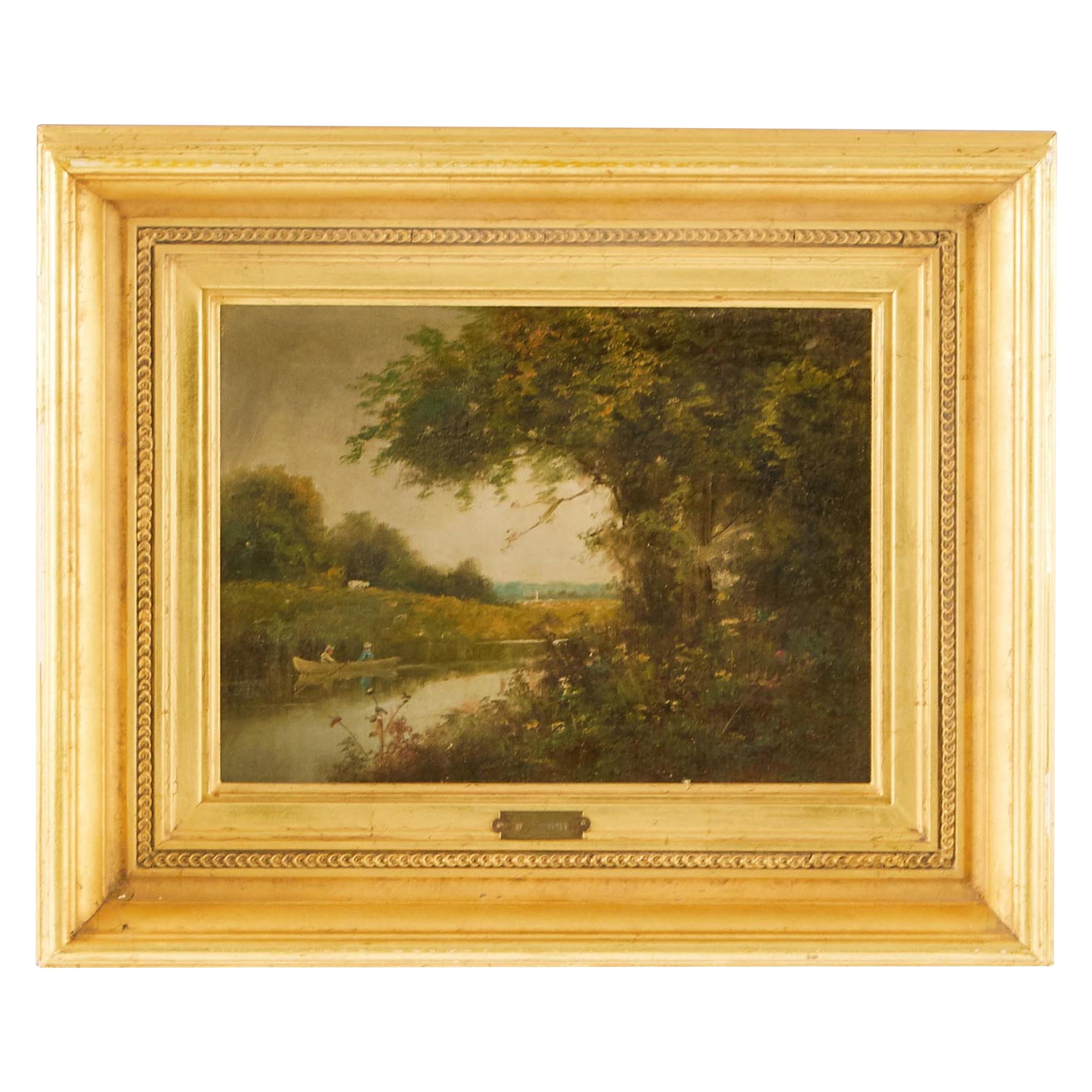 Paesaggio di una scena pastorale di canottieri