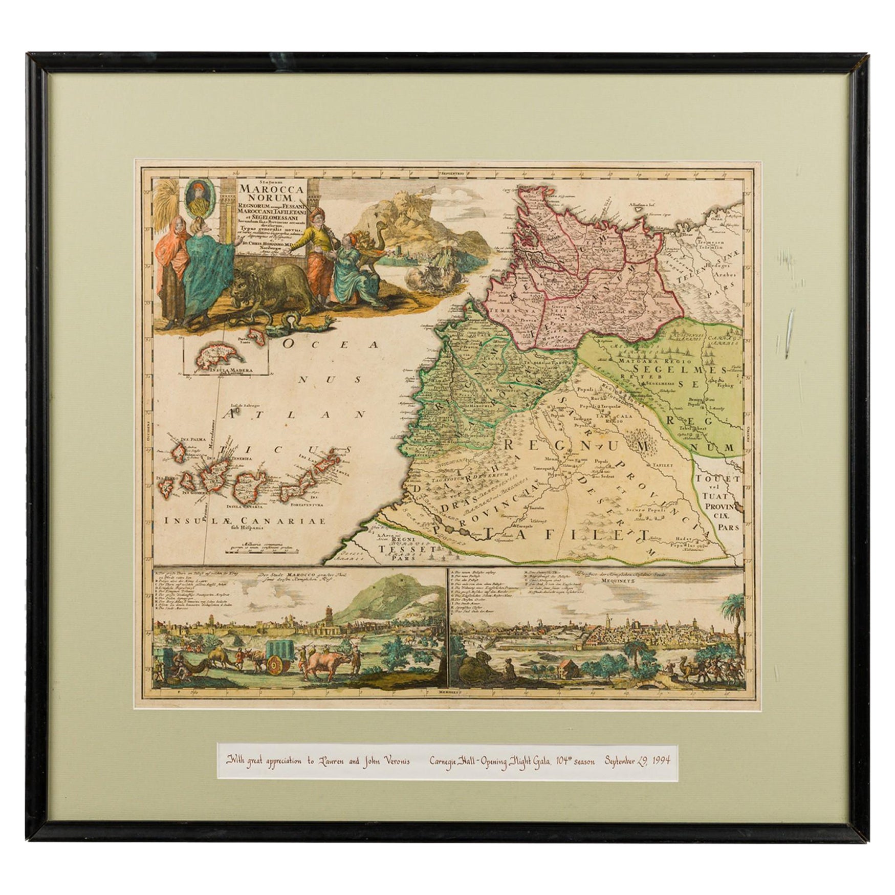 Stampa incorniciata di un'antica mappa tedesca del Marocco