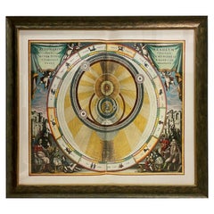 Impression encadrée d'une carte céleste « Planisphere psychonique » de style Renaissance italienne