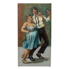 Art Moderne Bar Scene Painting