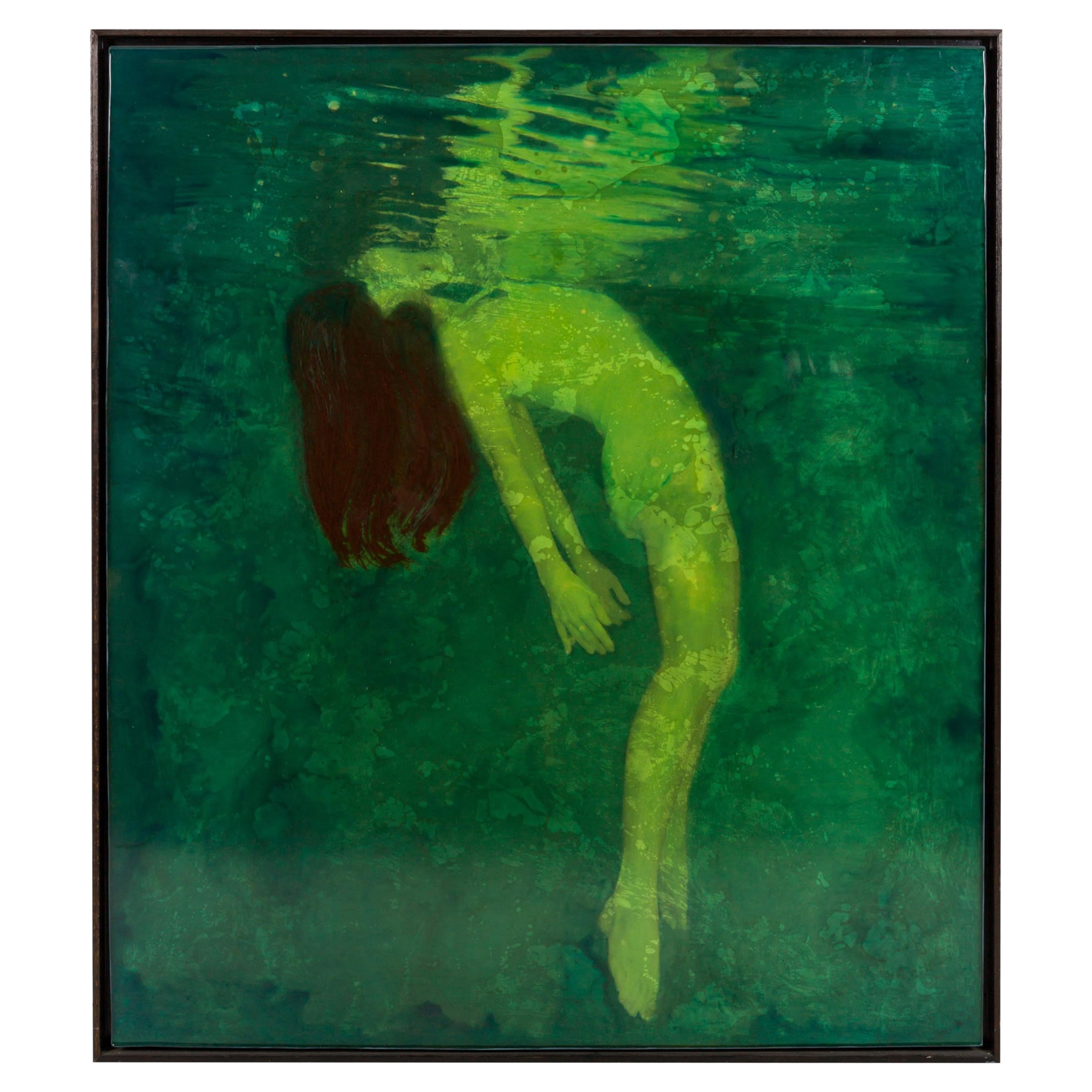 Jessica Dunegan Contemporary "Sogno ad occhi aperti" Pittura in resina e acrilico di una persona in vendita
