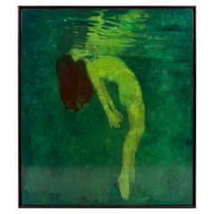 Jessica Dunegan Contemporary "Sogno ad occhi aperti" Pittura in resina e acrilico di una persona