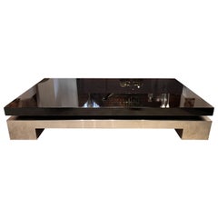 Nadine Charteret Coffee Table, Steel and Lacquered Wood, France 1972