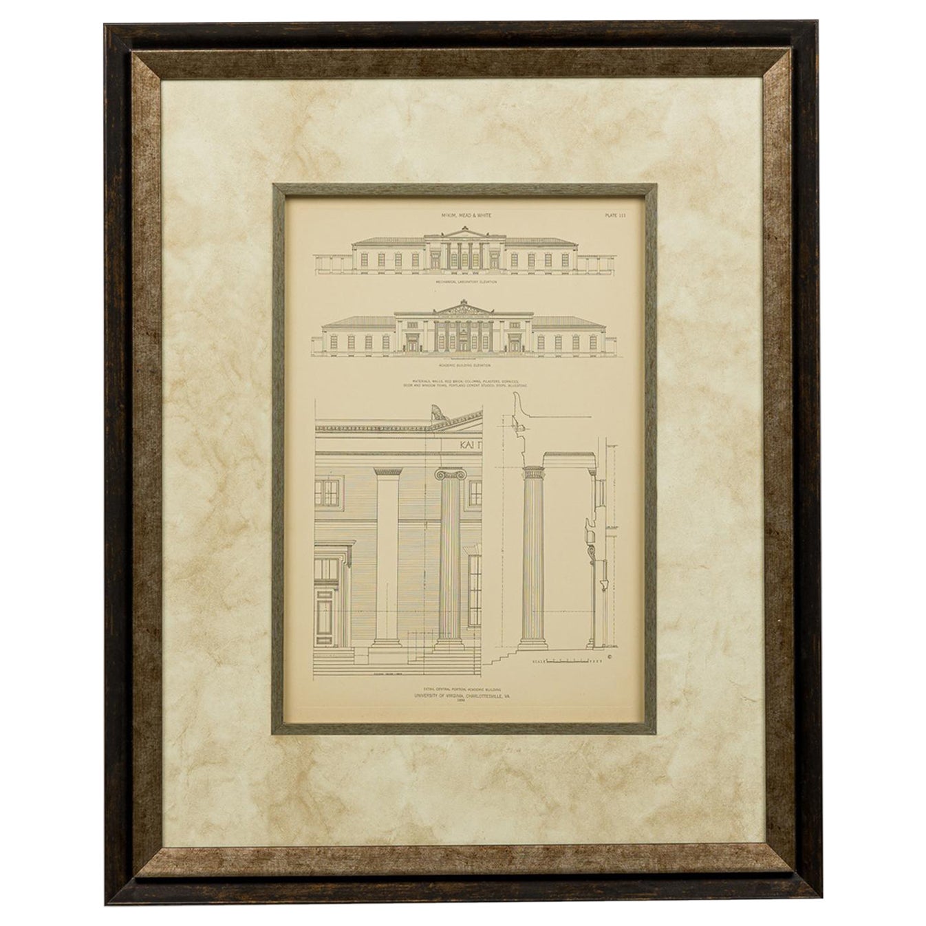 Impresión Monográfica Victoriana Americana Enmarcada, Titulada: Detalle Porción Central, Acade en venta