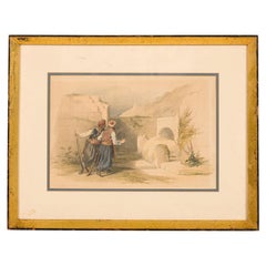 David Roberts English Georgian Painting of 2 Male Soldiers