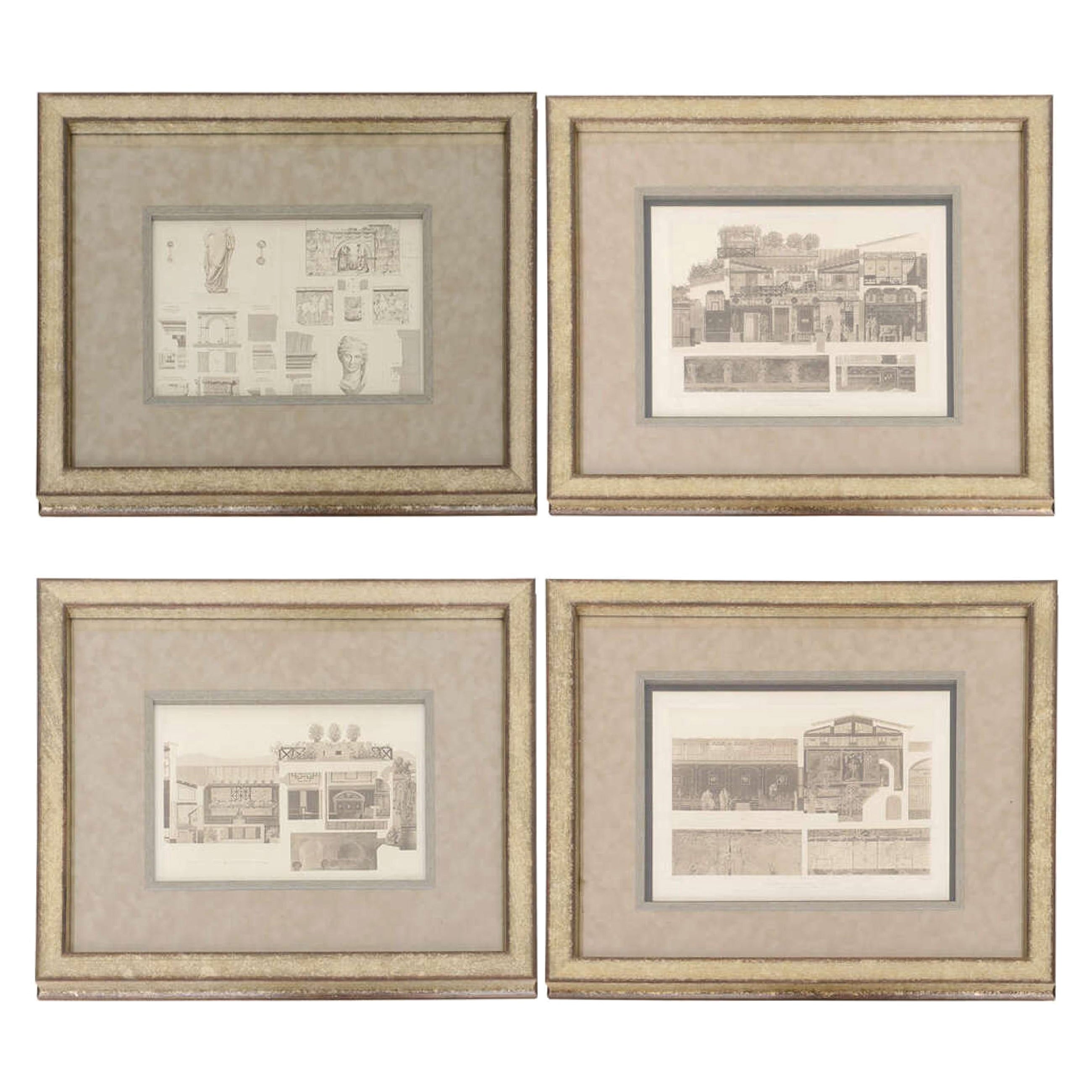 Serie di quattro incisioni architettoniche alla maniera di Piranesi