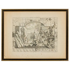 Lámina inglesa georgiana enmarcada de William Hogarth de "Análisis de la belleza". Placa I"