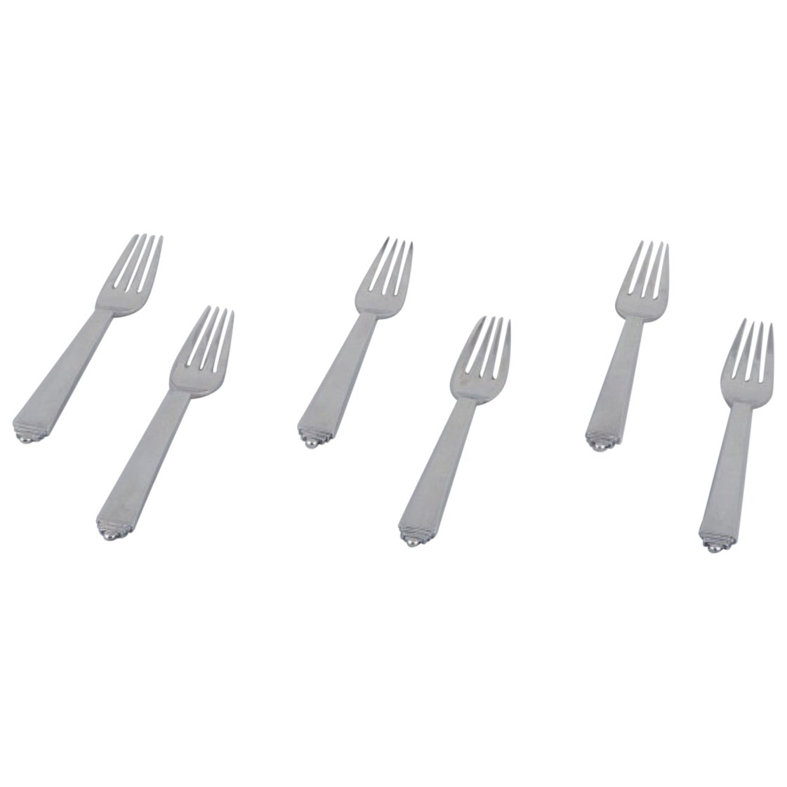 Georg Jensen Pyramid, six dinner forks in sterling silver. Hallmark: 1933-1944.